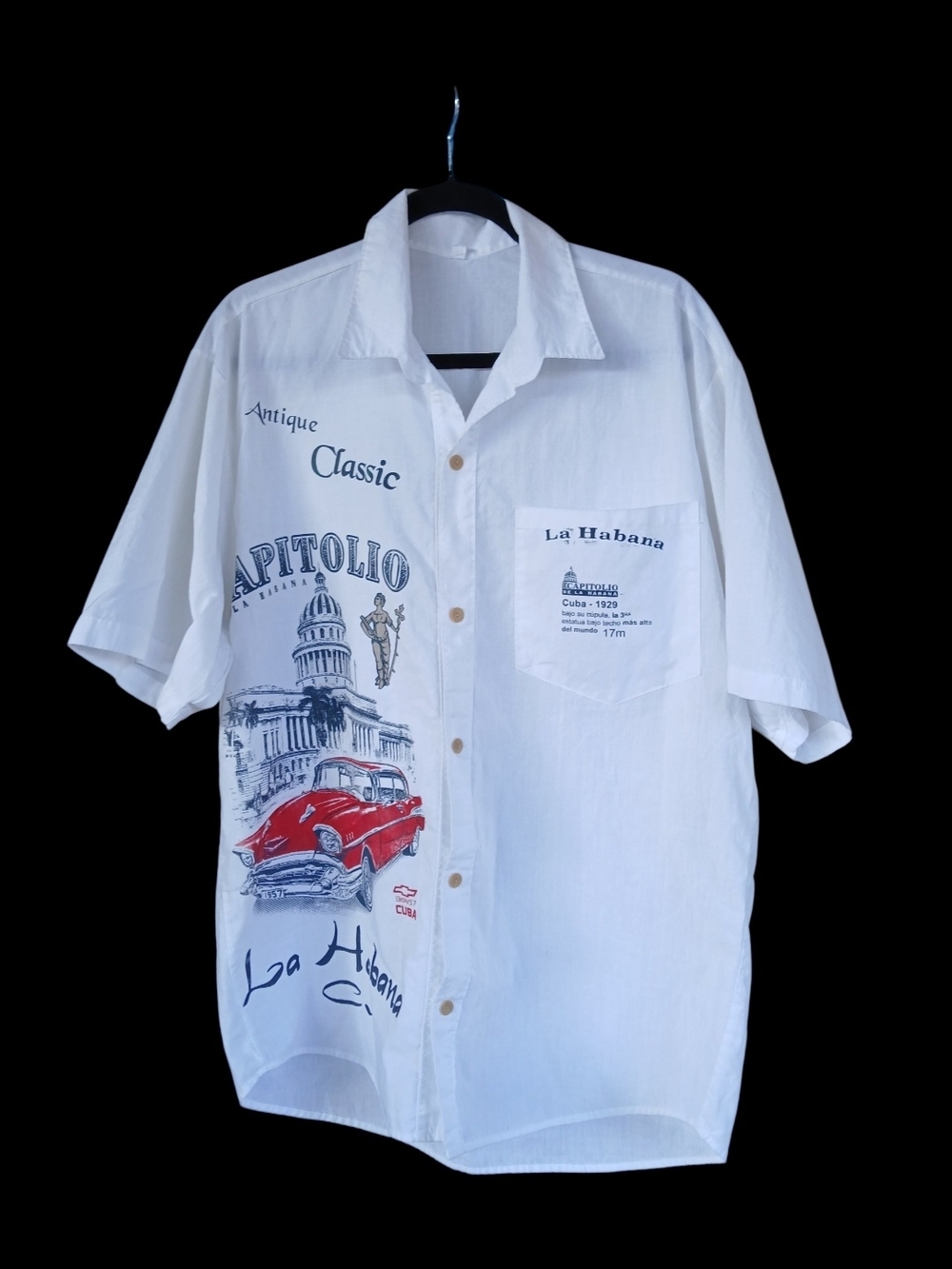 La Habana CUBA, Vintage 70's Button Down Short-Sleeve Graphic Shirt